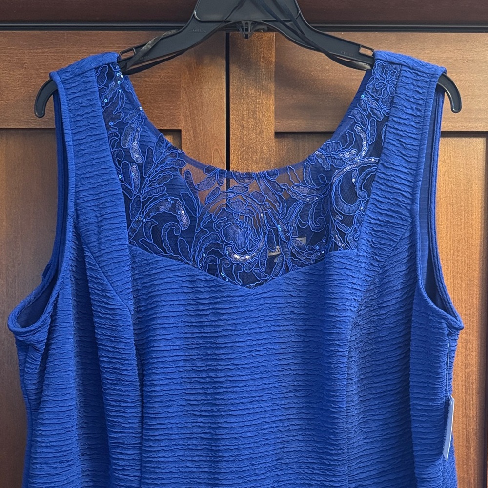 Maya Royal Blue Embellished Two-Piece Midi Skirt Suit - Picture 5 of 6